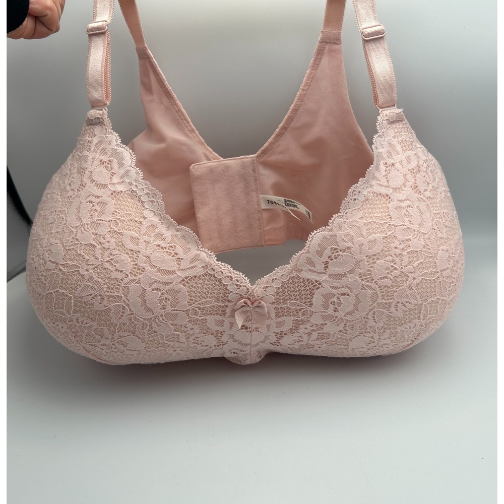 Torrid Curve Bra‎ 38H Pink Lace Lightly Padded No Underwire Wireless Wire-free